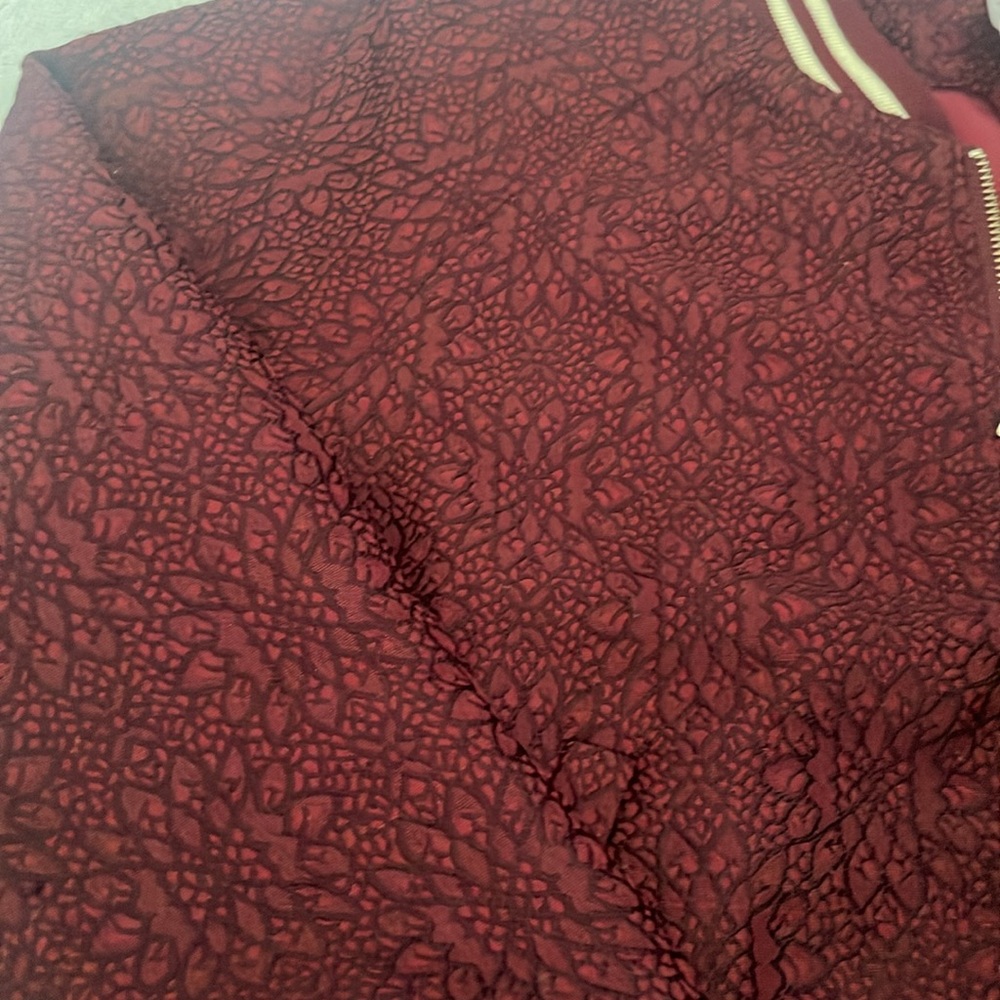 Vintage Esley Brocade Bomber Jacket Women’s Small Wine/Burgundy - Picture 4 of 7